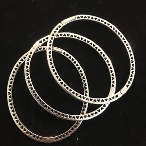 Pandora CZ, white enamel and sterling bracelet